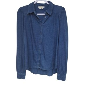Boden Navy Blue Button Up Top Long Sleeve Size 10 Chambray